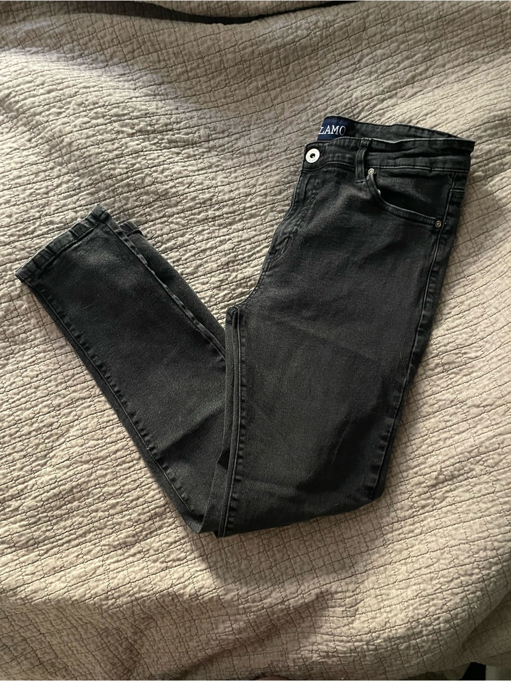 Lamo Black Washed Denim Jeans with Branded Waistband